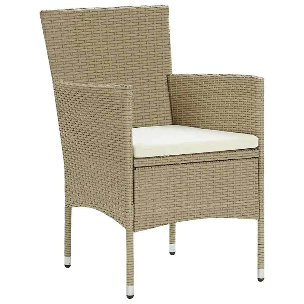 Garden Dining Set Beige 7 Piece Outdoor Table Chairs Poly Rattan