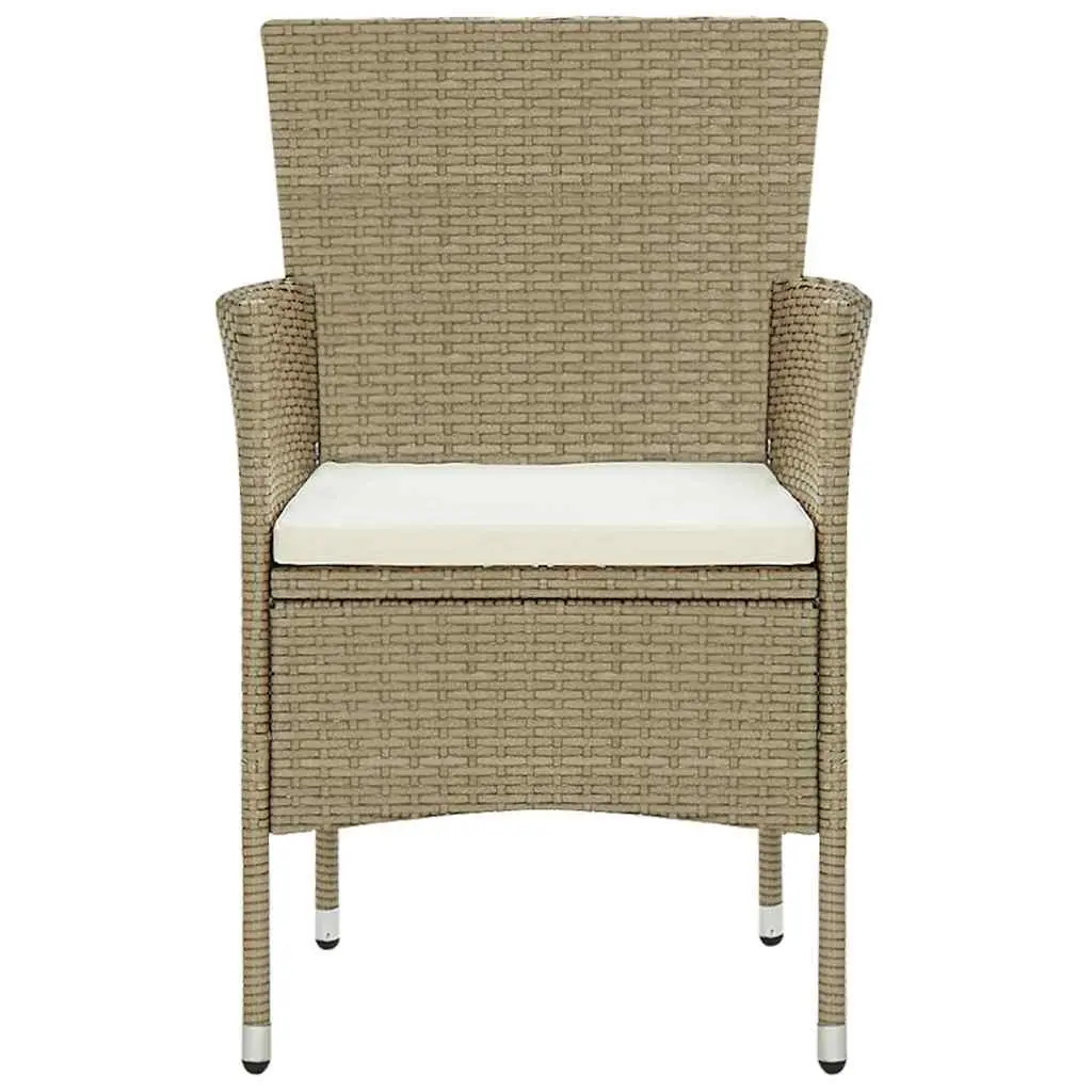 Garden Dining Set Beige 7 Piece Outdoor Table Chairs Poly Rattan