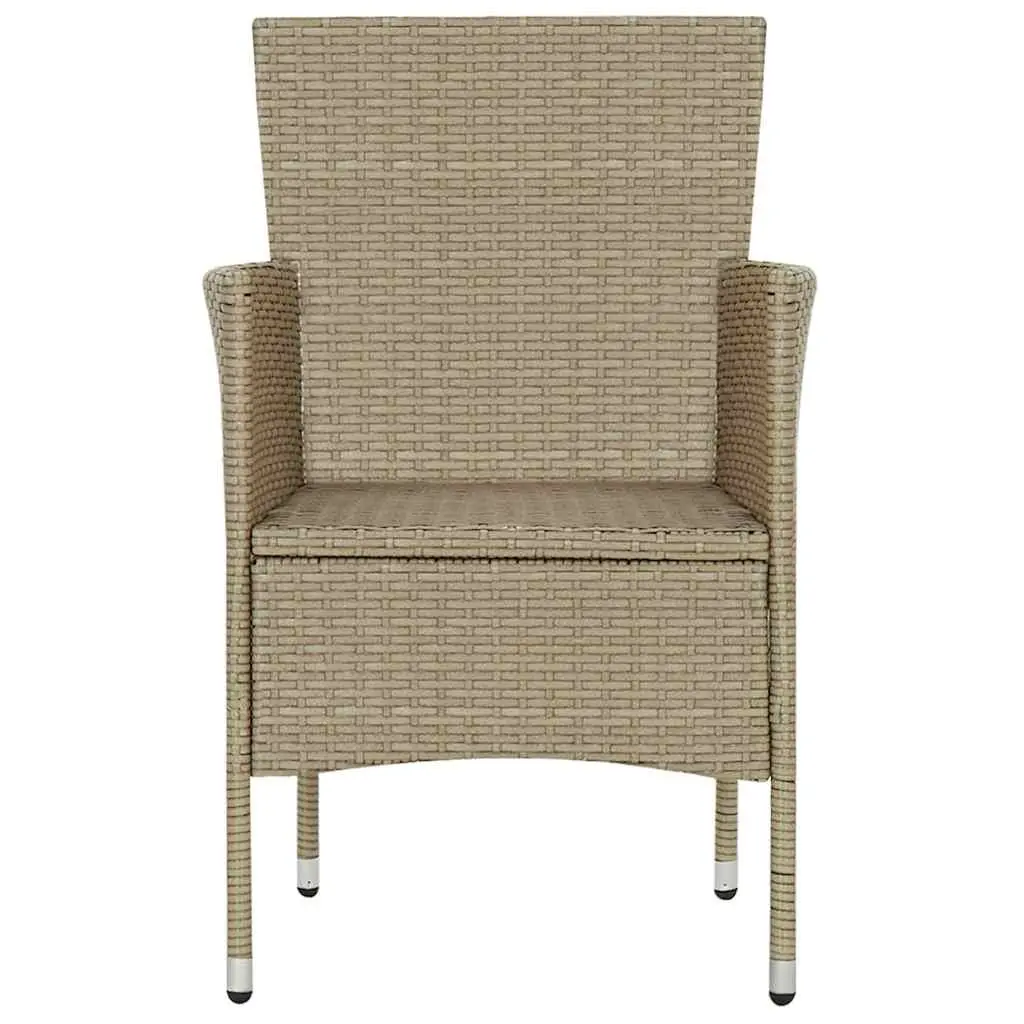 Garden Dining Set Beige 7 Piece Outdoor Table Chairs Poly Rattan