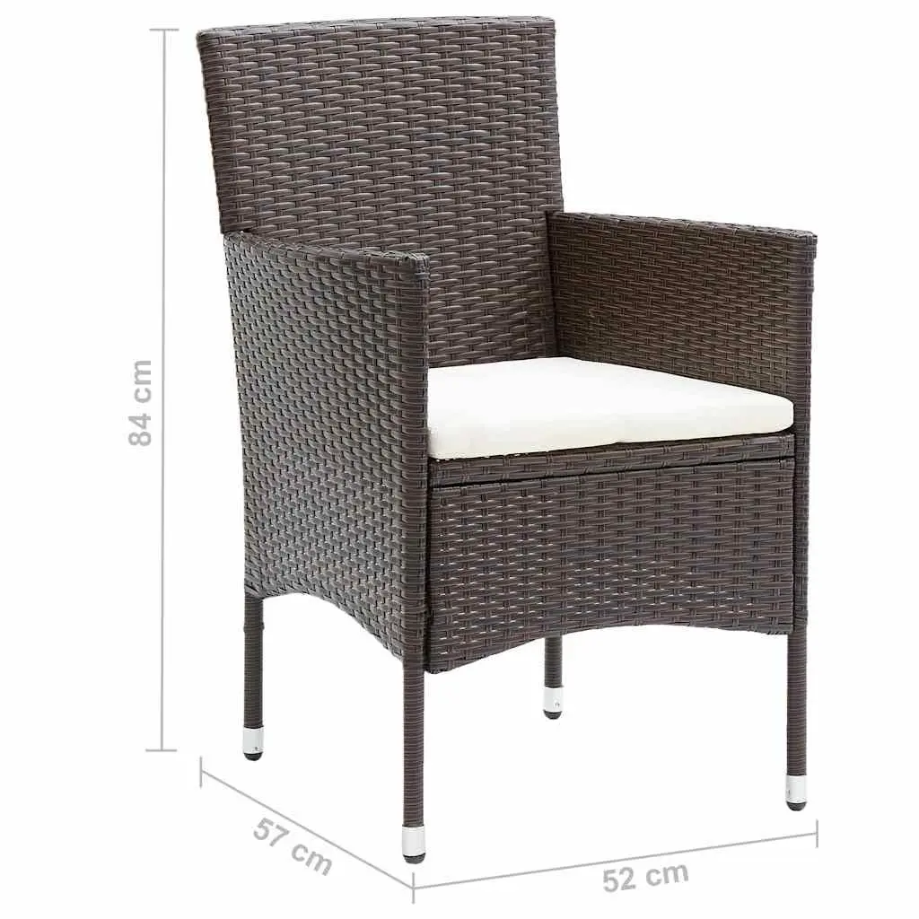 Garden Dining Set 7 Piece Outdoor Furniture Rattan Brown Table Chairs Cushions