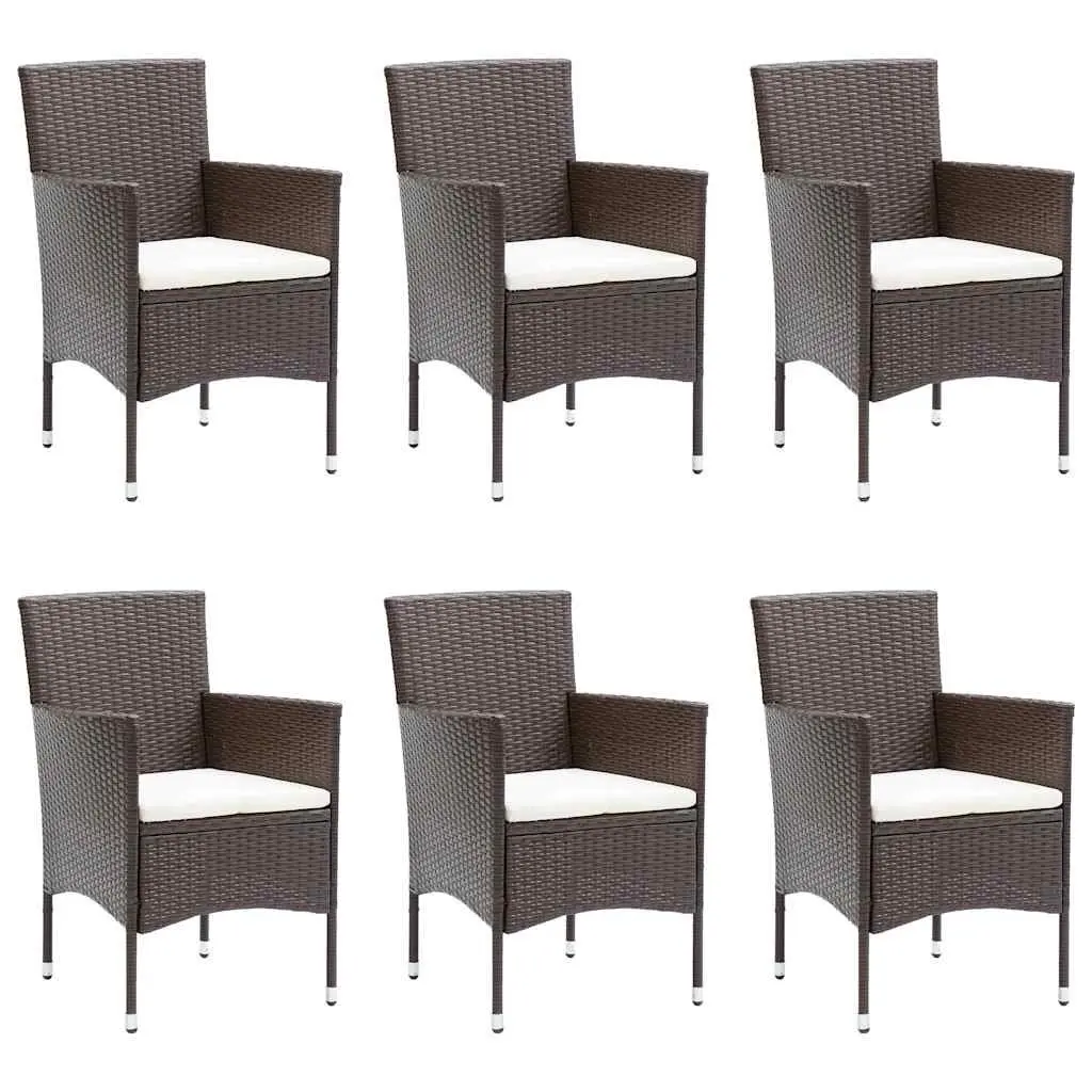 Garden Dining Set 7 Piece Outdoor Furniture Rattan Brown Table Chairs Cushions