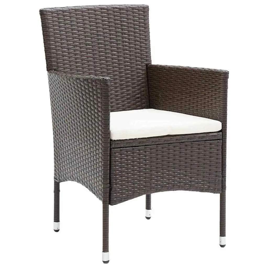 Garden Dining Set 7 Piece Outdoor Furniture Rattan Brown Table Chairs Cushions