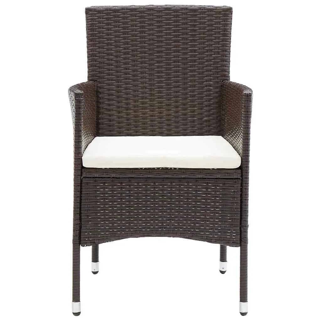 Garden Dining Set 7 Piece Outdoor Furniture Rattan Brown Table Chairs Cushions