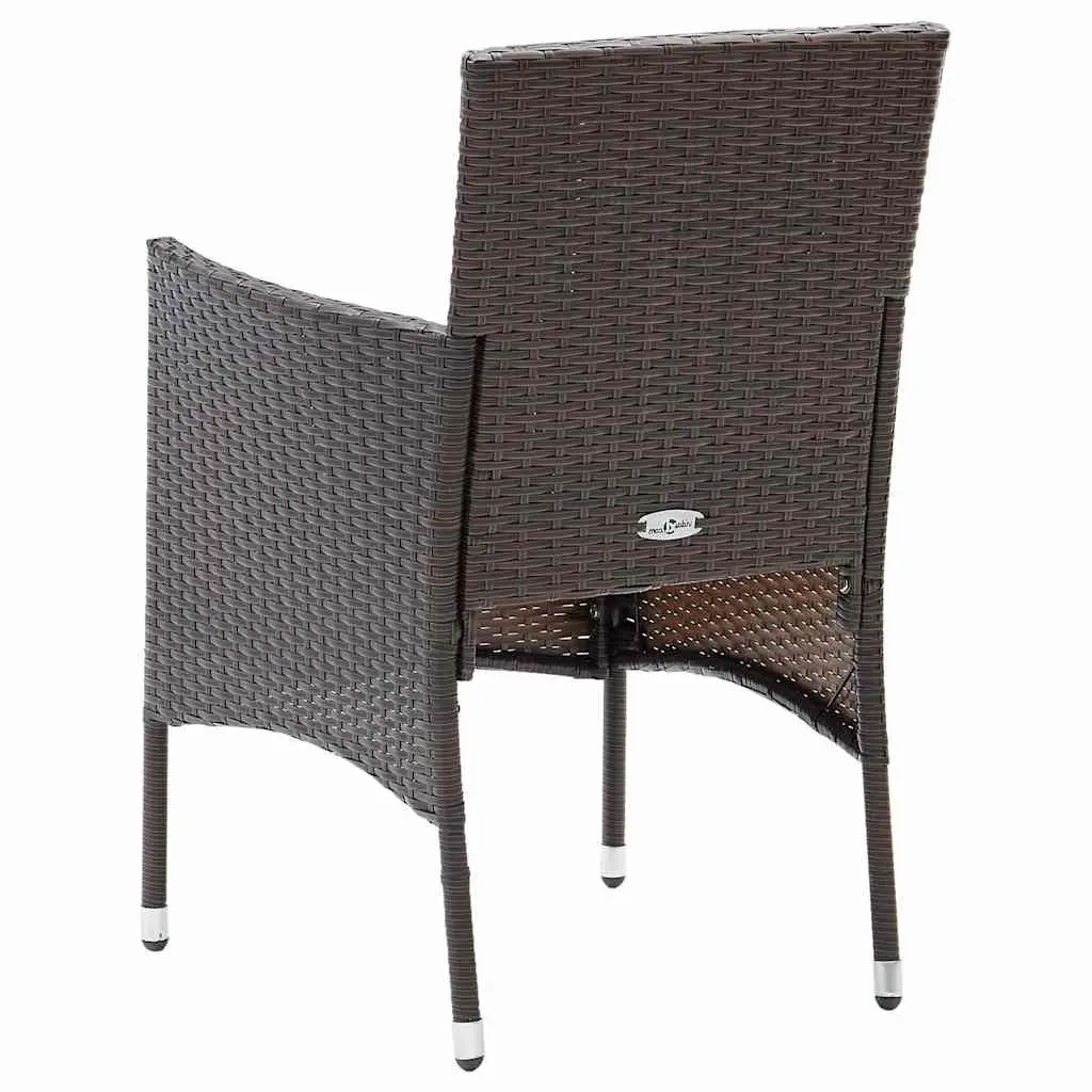 Garden Dining Set 7 Piece Outdoor Furniture Rattan Brown Table Chairs Cushions