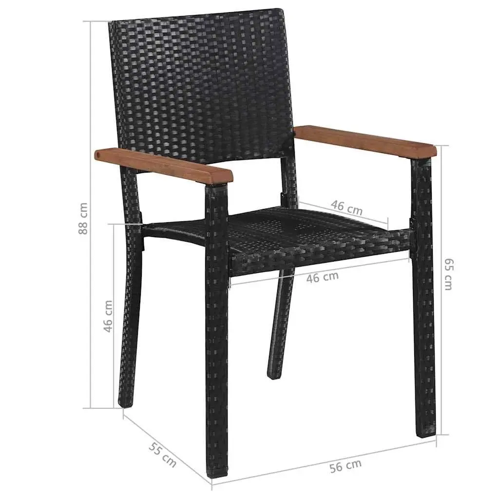 Garden Dining Set 7 Piece Outdoor Furniture Black Rattan Chairs Table Patio