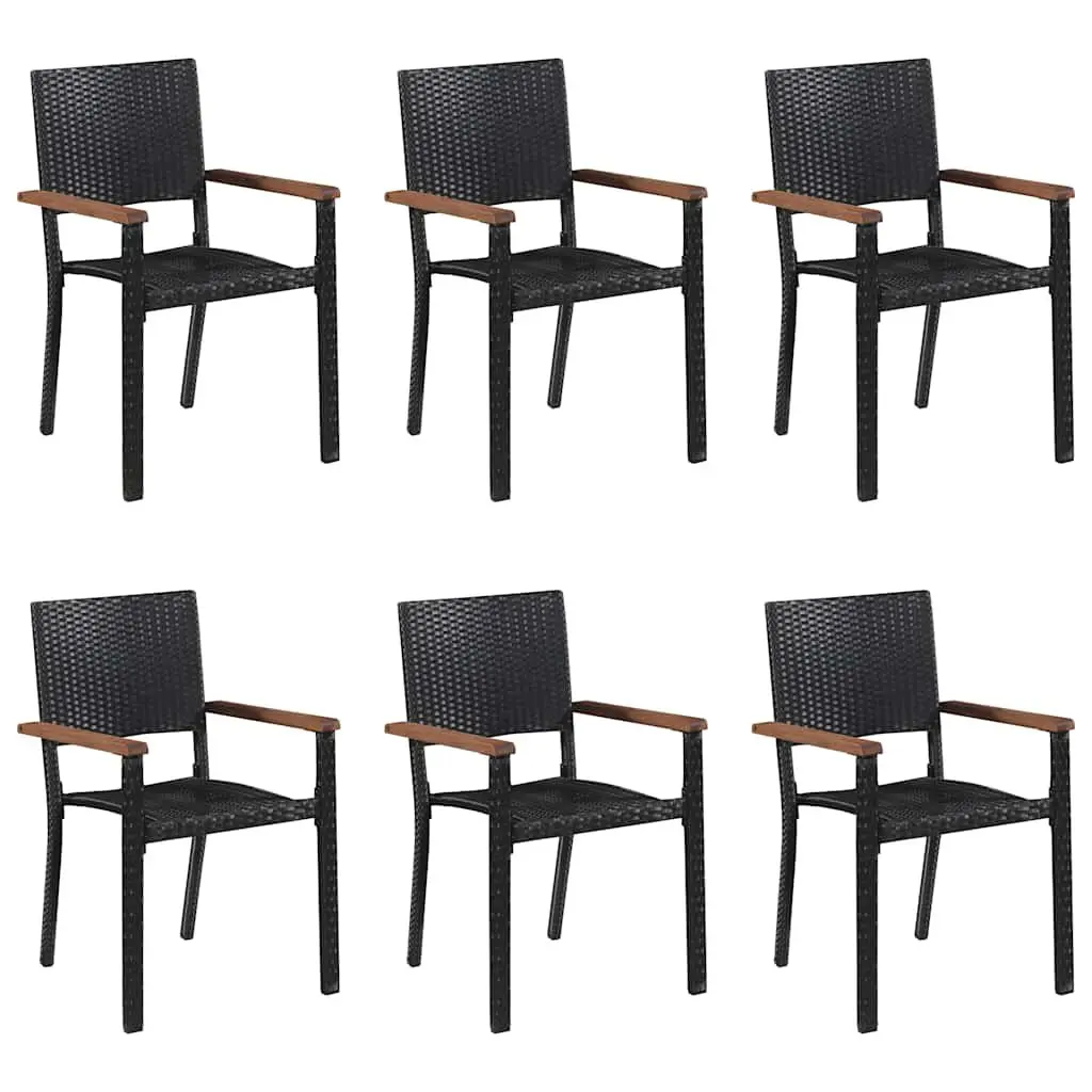 Garden Dining Set 7 Piece Outdoor Furniture Black Rattan Chairs Table Patio