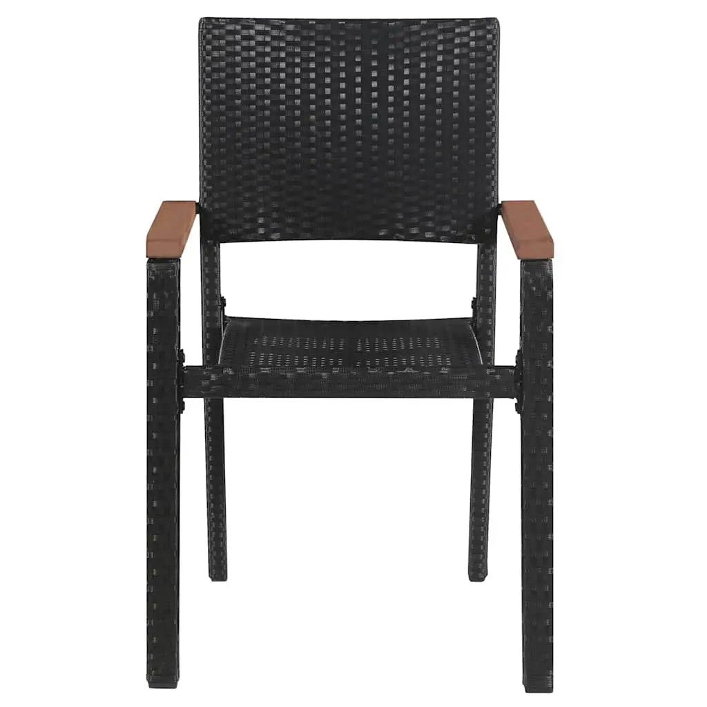 Garden Dining Set 7 Piece Outdoor Furniture Black Rattan Chairs Table Patio