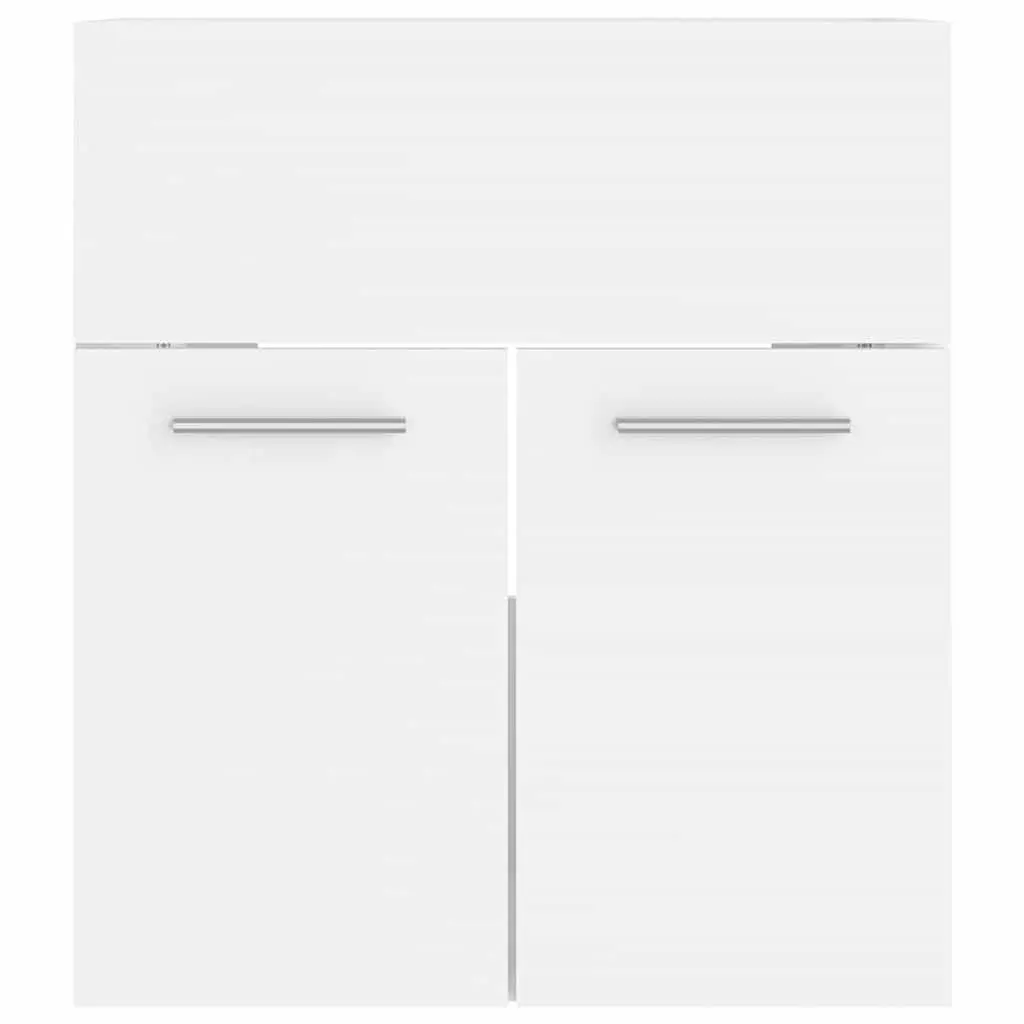 Bathroom Furniture Set White Sink Cabinet Basin Mirror Engineered Wood Storage