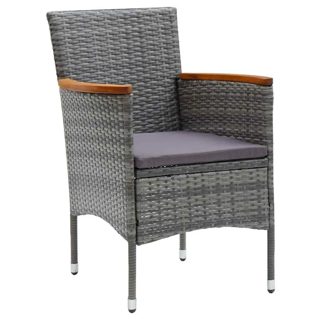 Garden Dining Set 5 Piece Outdoor Table Chairs Grey Rattan Cushioned