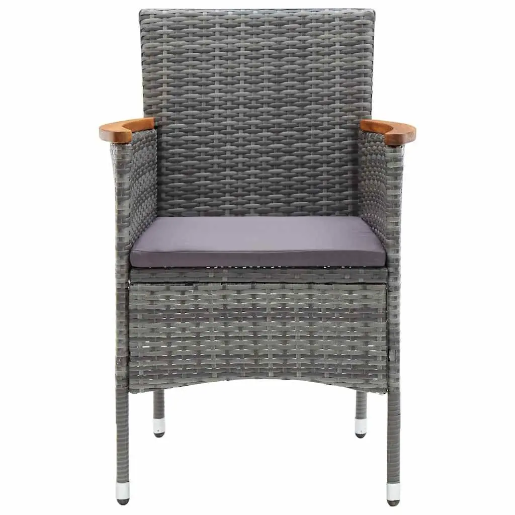 Garden Dining Set 5 Piece Outdoor Table Chairs Grey Rattan Cushioned
