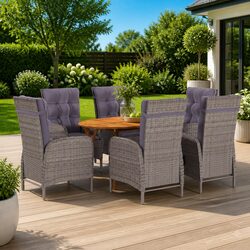 Concise 7-Piece Outdoor Dining Set in Grey