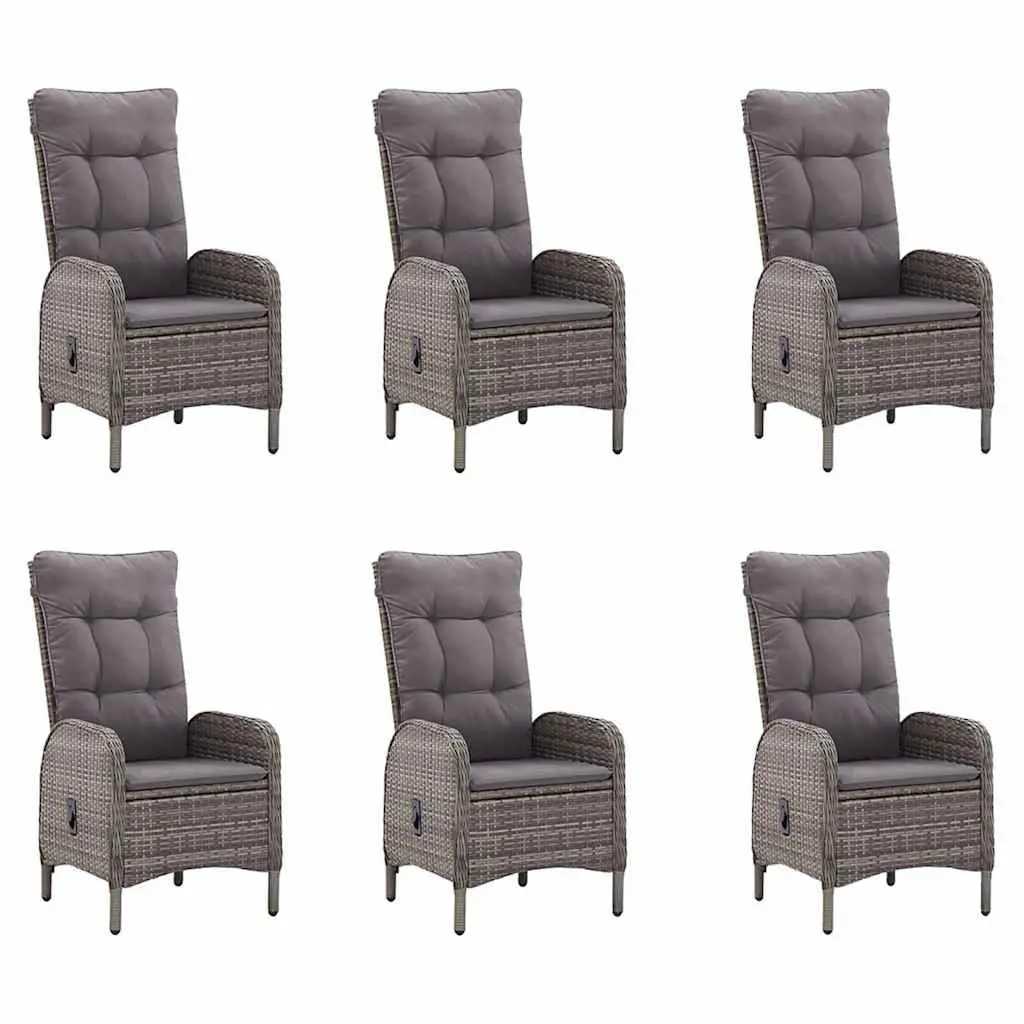 Garden Dining Set 7 Piece Outdoor Table Chairs Grey Weather Resistant Patio