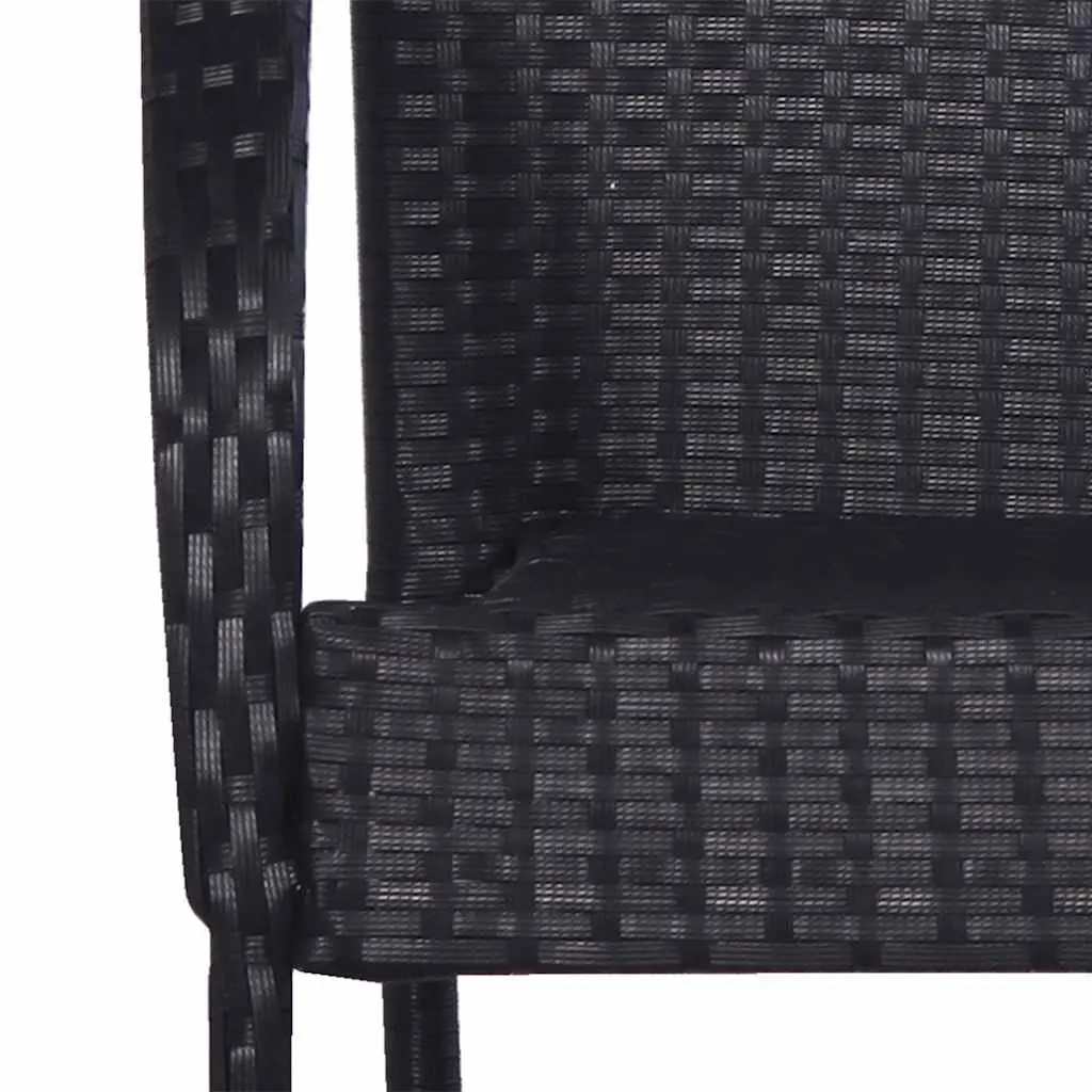Garden Dining Set 5 Piece Outdoor Table Chairs Black Acacia Wood PE Rattan