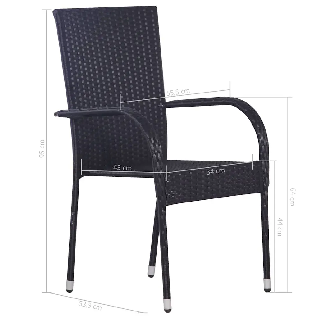 Garden Dining Set 5 Piece Outdoor Table Chairs Black Acacia Wood PE Rattan