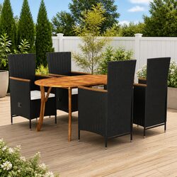 Compact 5-Piece Outdoor Dining Set with Rattan Chairs