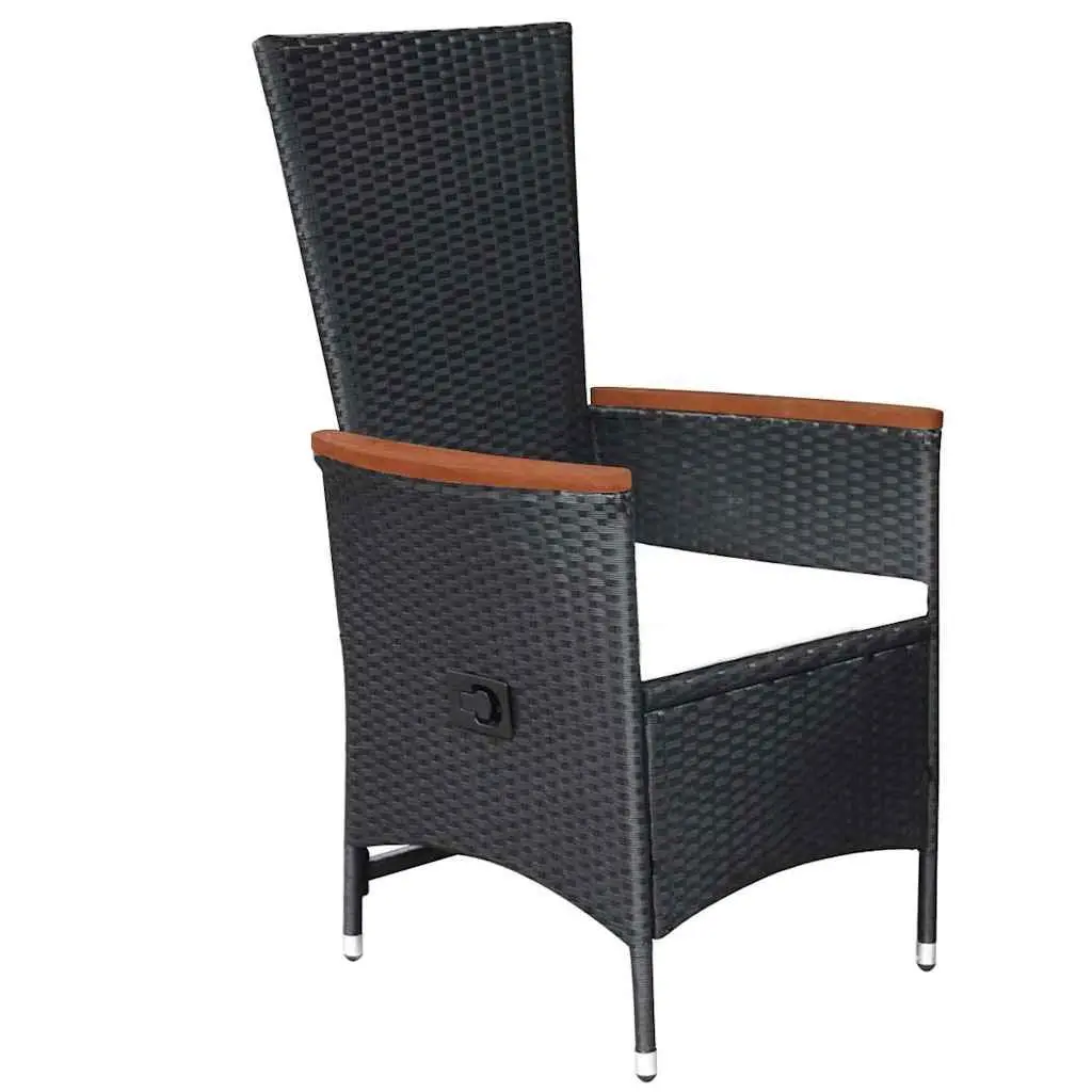 Garden Dining Set Black 5 Piece Outdoor Table Chairs Acacia Wood Rattan