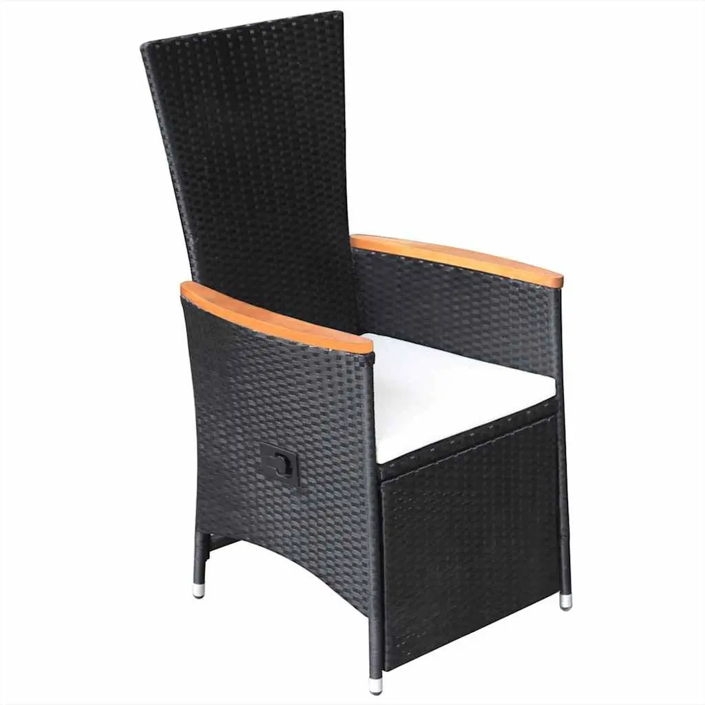 Garden Dining Set Black 5 Piece Outdoor Table Chairs Acacia Wood Rattan