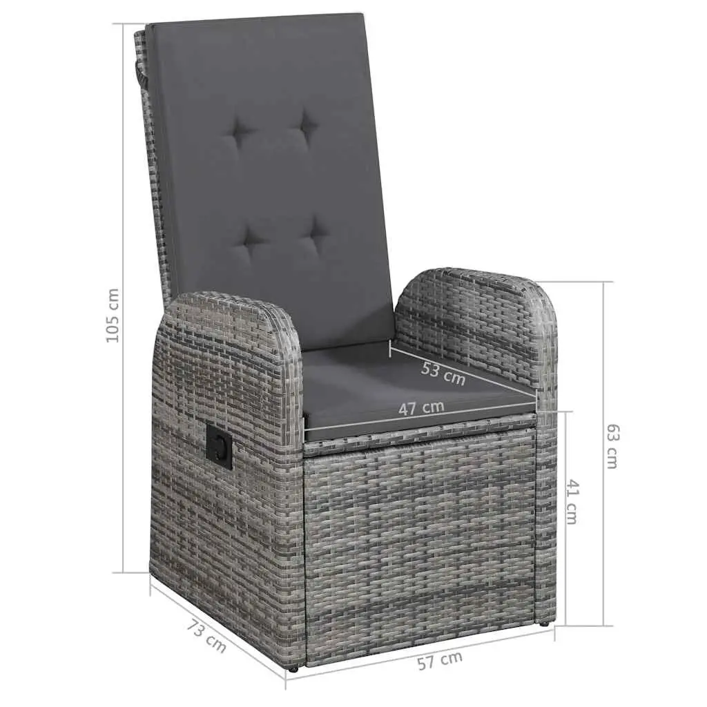 Garden Dining Set 5 Piece Outdoor Table Chairs Grey Rattan Steel Frame