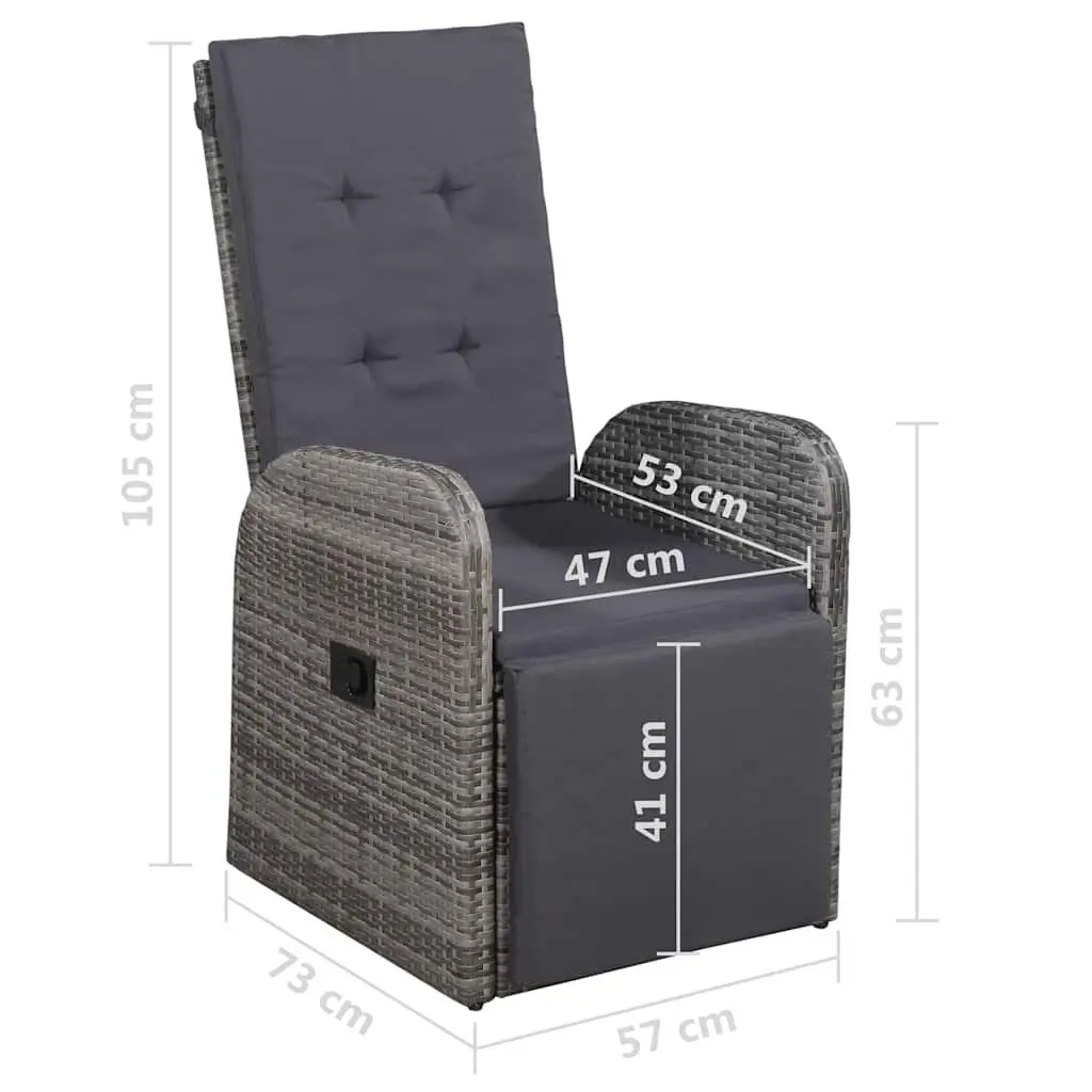 Garden Dining Set 7 Piece Outdoor Table Chairs Grey Rattan Cushioned Furniture