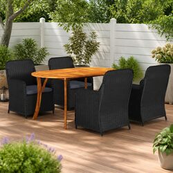 Concise 5-Piece Outdoor Dining Set with Acacia Wood