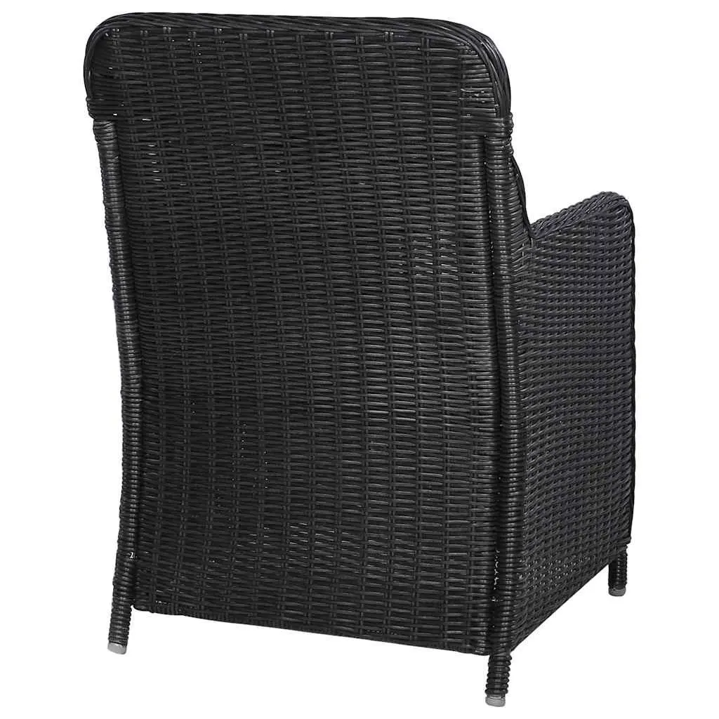Garden Dining Set 5 Piece Outdoor Table Chairs Black Acacia Wood Rattan
