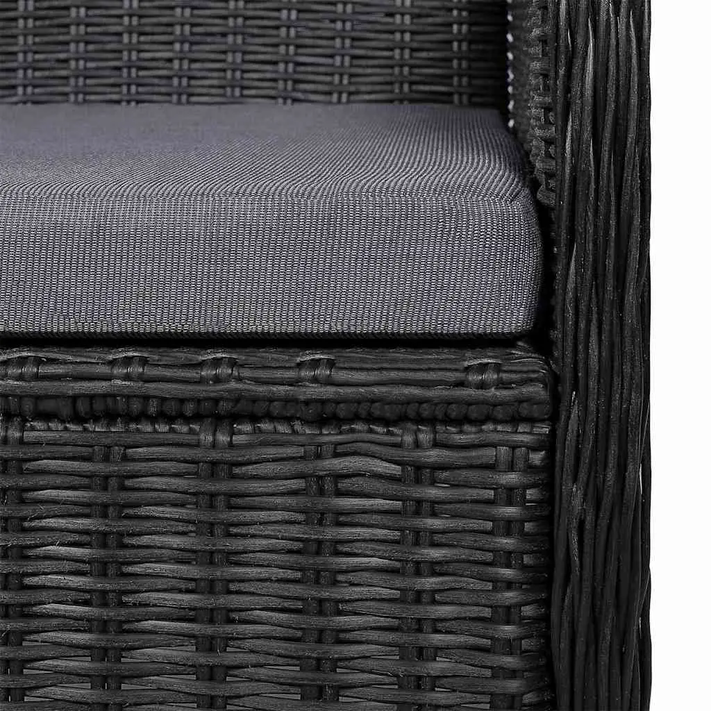 Garden Dining Set 5 Piece Outdoor Table Chairs Black Acacia Wood Rattan