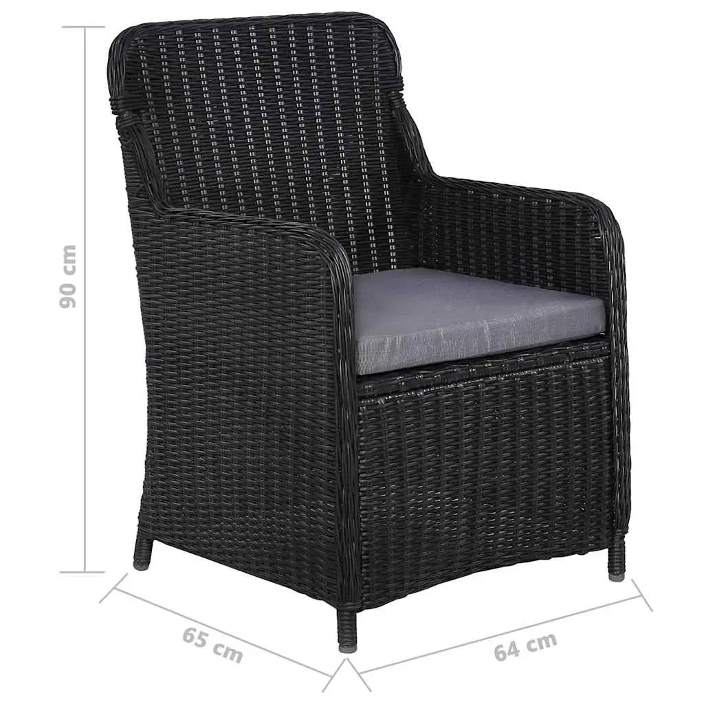 Garden Dining Set 5 Piece Outdoor Table Chairs Black Acacia Wood Rattan