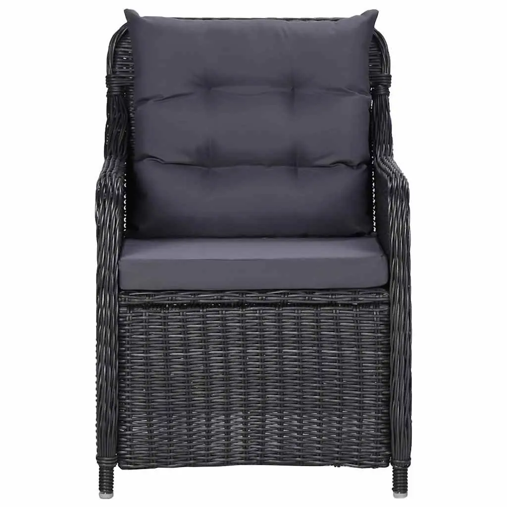 Garden Dining Set 5 Piece Outdoor Table Chairs Black Acacia Wood Rattan