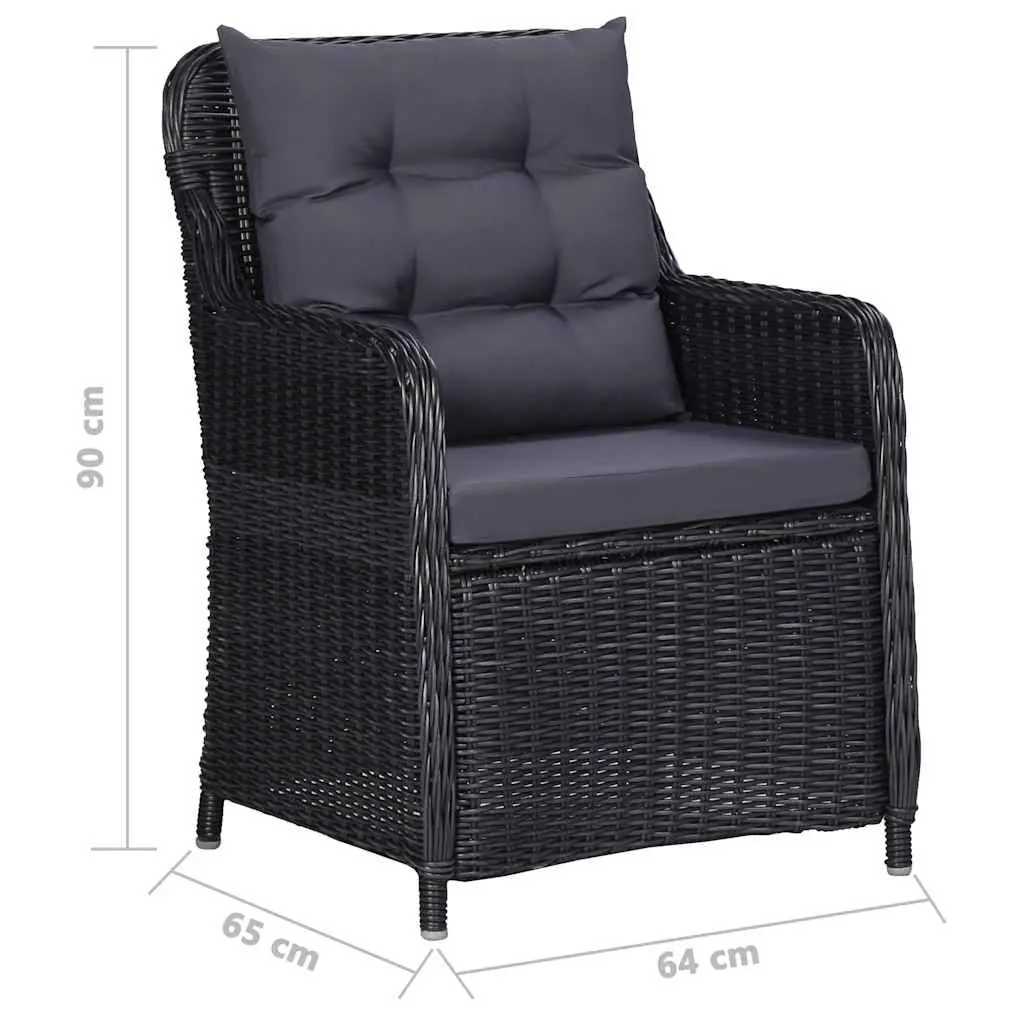 Garden Dining Set 5 Piece Outdoor Table Chairs Black Acacia Wood Rattan