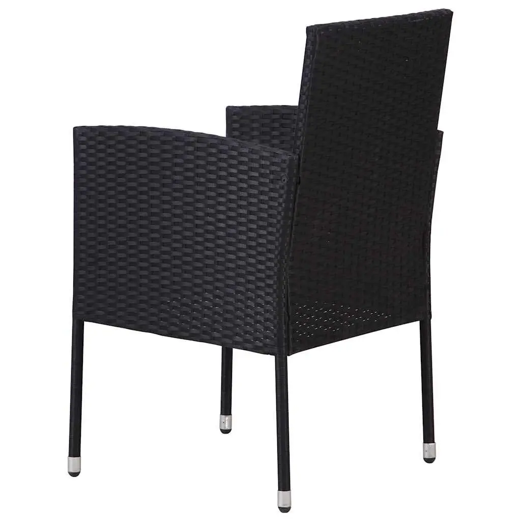 Garden Dining Set Black 5 Piece Outdoor Table Chairs Acacia Wood Rattan