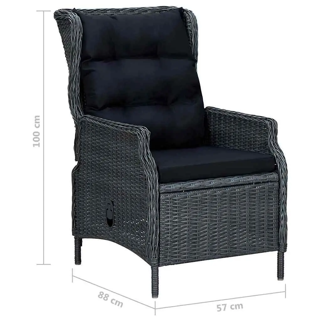 Garden Dining Set Grey 5 Piece Outdoor Table Chair Rattan Padded Cushions