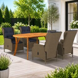 Compact 5-Piece Outdoor Dining Set with Rattan Chairs