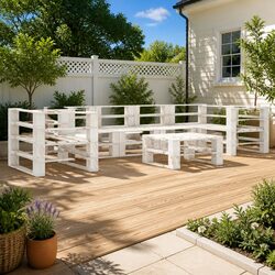 Compact 7-Piece White Lounge Set for Gardens