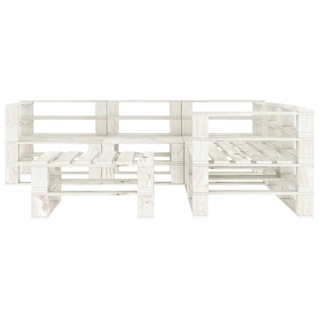 Garden Pallet Lounge Set 6 Piece Wooden Outdoor Furniture White Patio Sofa