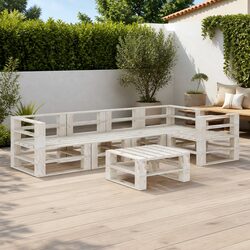 Concise 6 Piece Garden Lounge Set Made of Pinewood