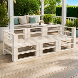 Sturdy Outdoor Pallet Sofa in White for 3 People