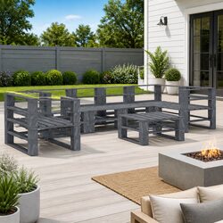 Concise 7-Piece Garden Lounge Set in Grey