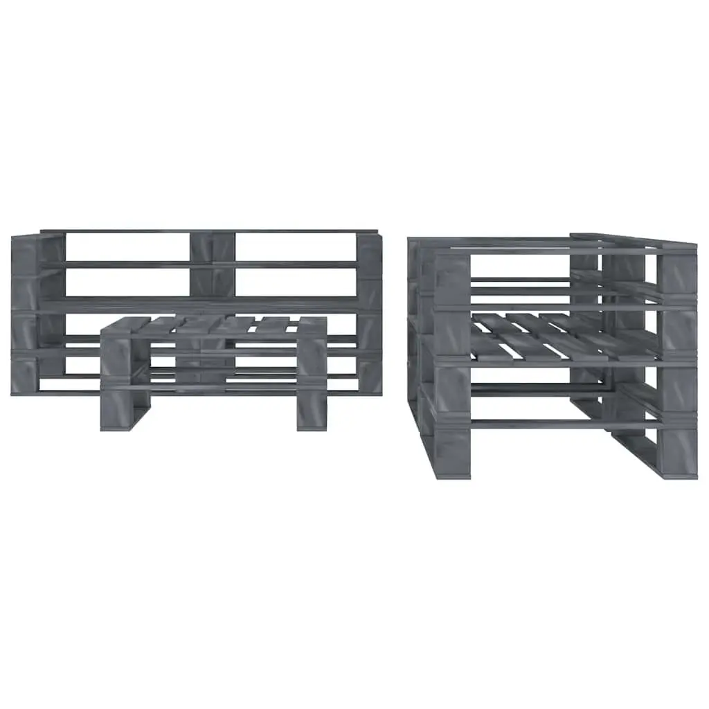 5 Piece Garden Pallet Lounge Set Grey Pinewood Outdoor Furniture Patio Sofa Coffee Table