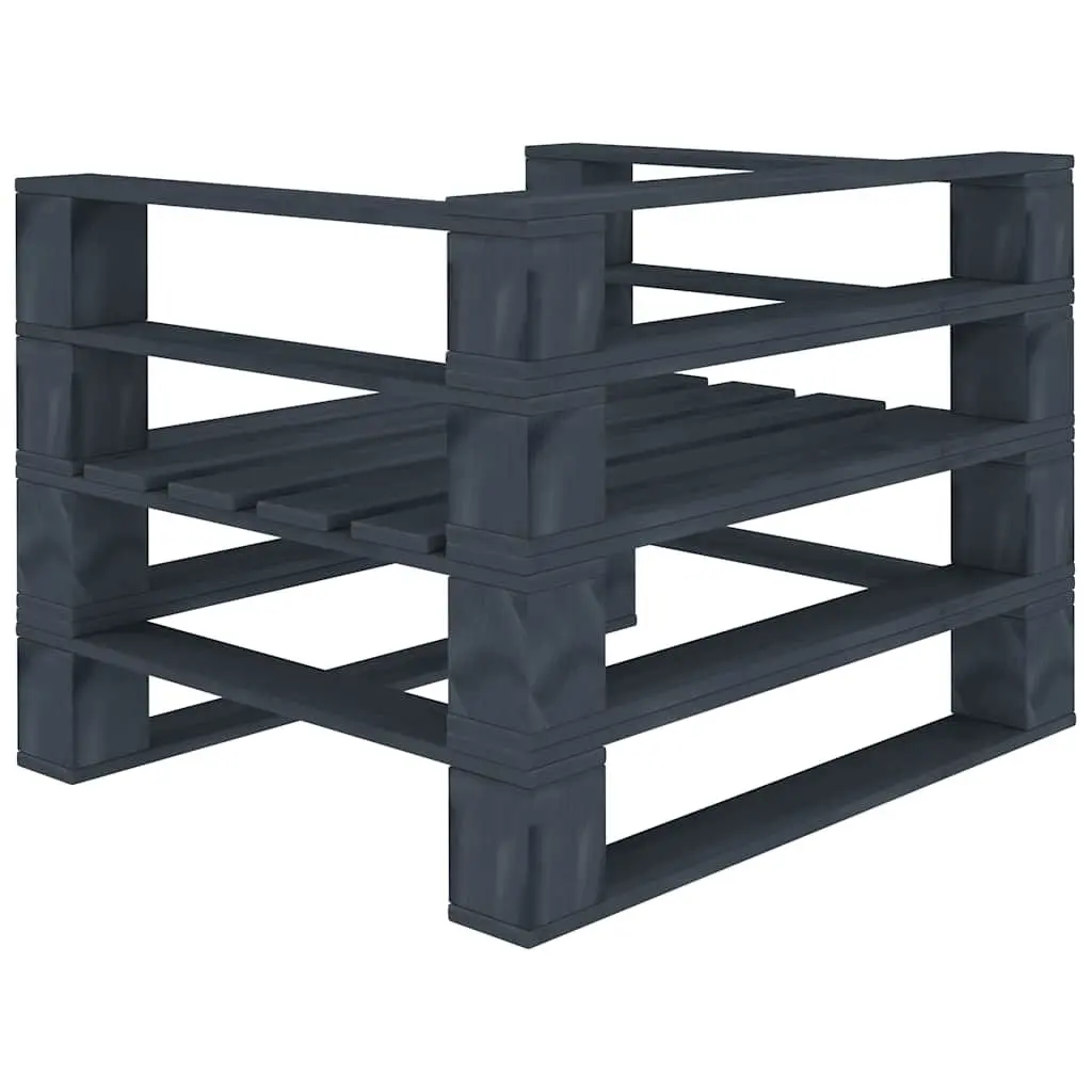 5 Piece Garden Pallet Lounge Set Grey Pinewood Outdoor Furniture Patio Sofa Coffee Table