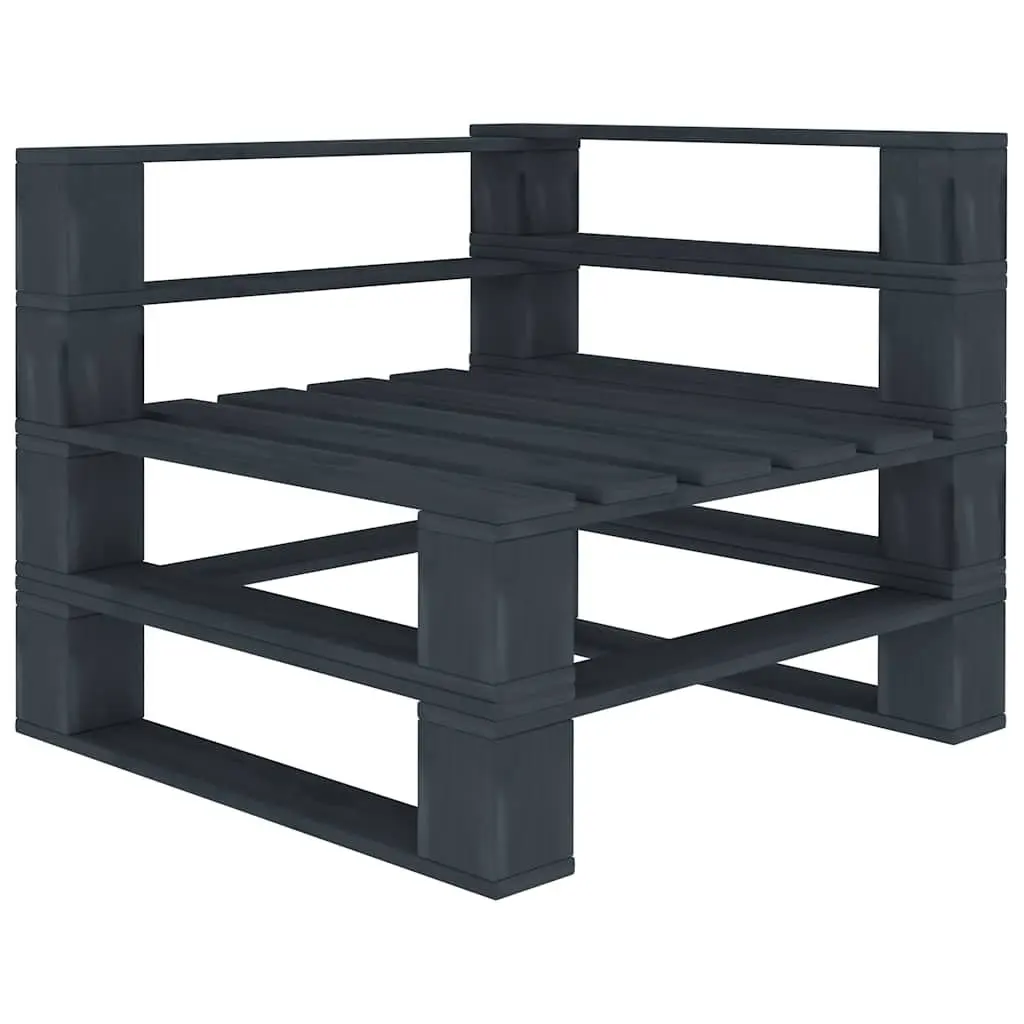 5 Piece Garden Pallet Lounge Set Grey Pinewood Outdoor Furniture Patio Sofa Coffee Table
