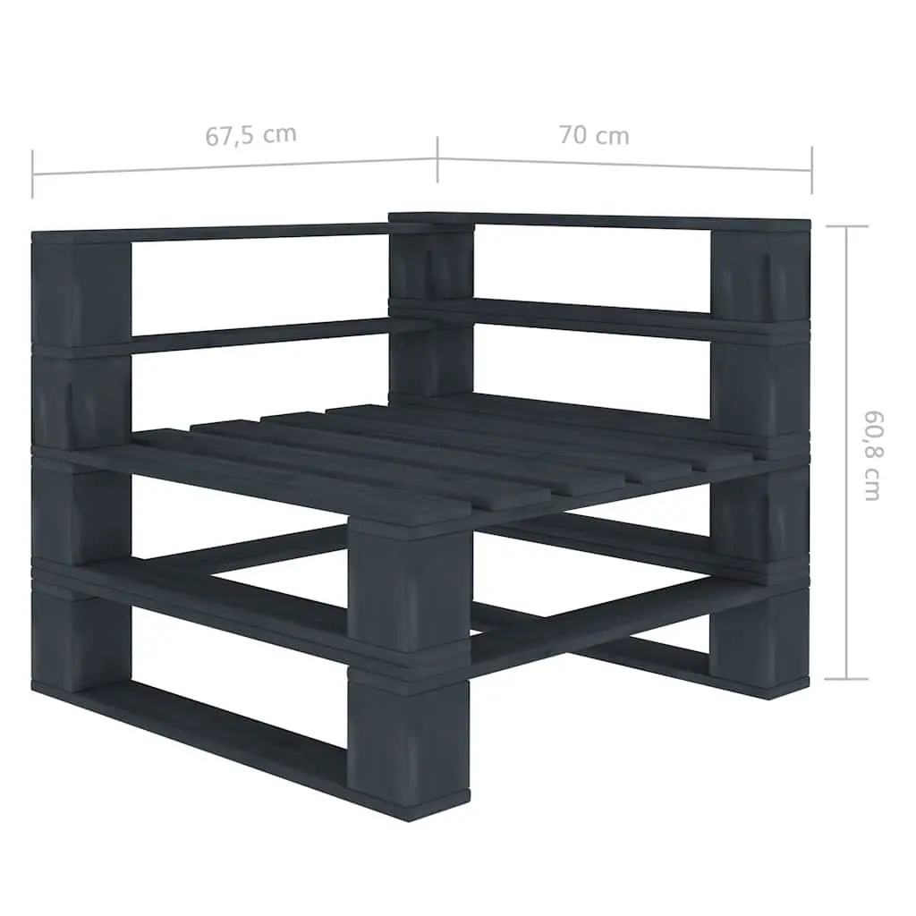 5 Piece Garden Pallet Lounge Set Grey Pinewood Outdoor Furniture Patio Sofa Coffee Table