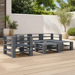 Compact 6-Piece Outdoor Lounge Set in Grey Wood
