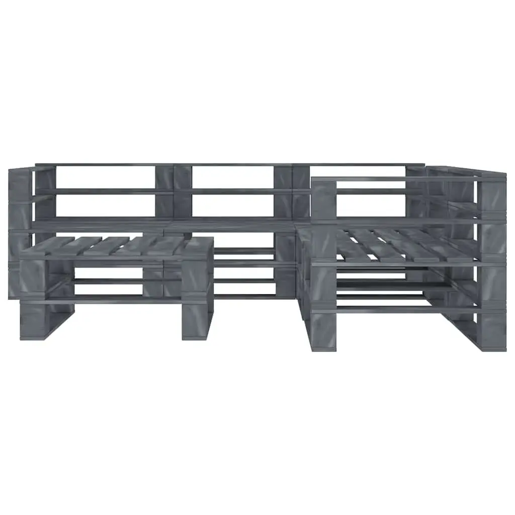 Garden Pallet Lounge Set Grey 6 Piece Outdoor Furniture Wooden Sofa Coffee Table