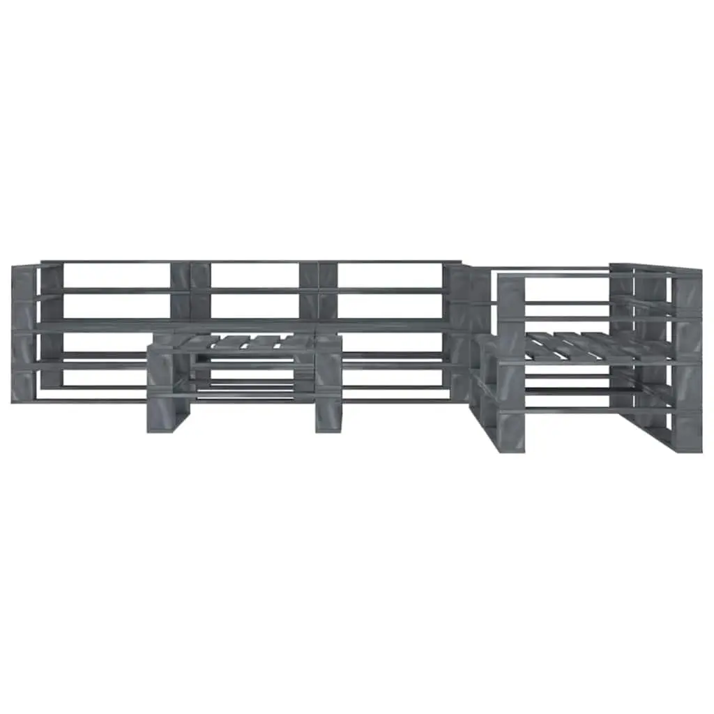 Garden Pallet Lounge Set 6 Piece Outdoor Furniture Grey Wood Sofa Coffee Table