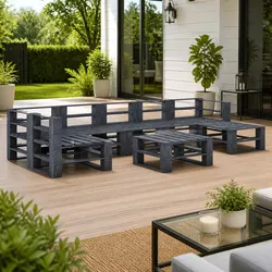 Compact 8 Piece Outdoor Furniture Set in Grey
