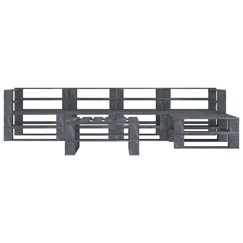 Garden Pallet Lounge Set 6 Piece Outdoor Furniture Grey Wooden Patio Sofa