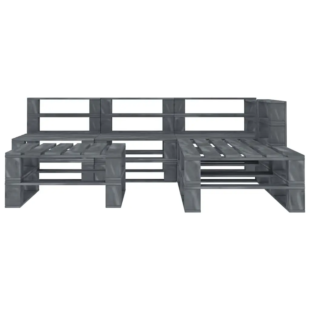 Garden Pallet Lounge Set 6 Piece Outdoor Furniture Grey Wooden Sofa Coffee Table