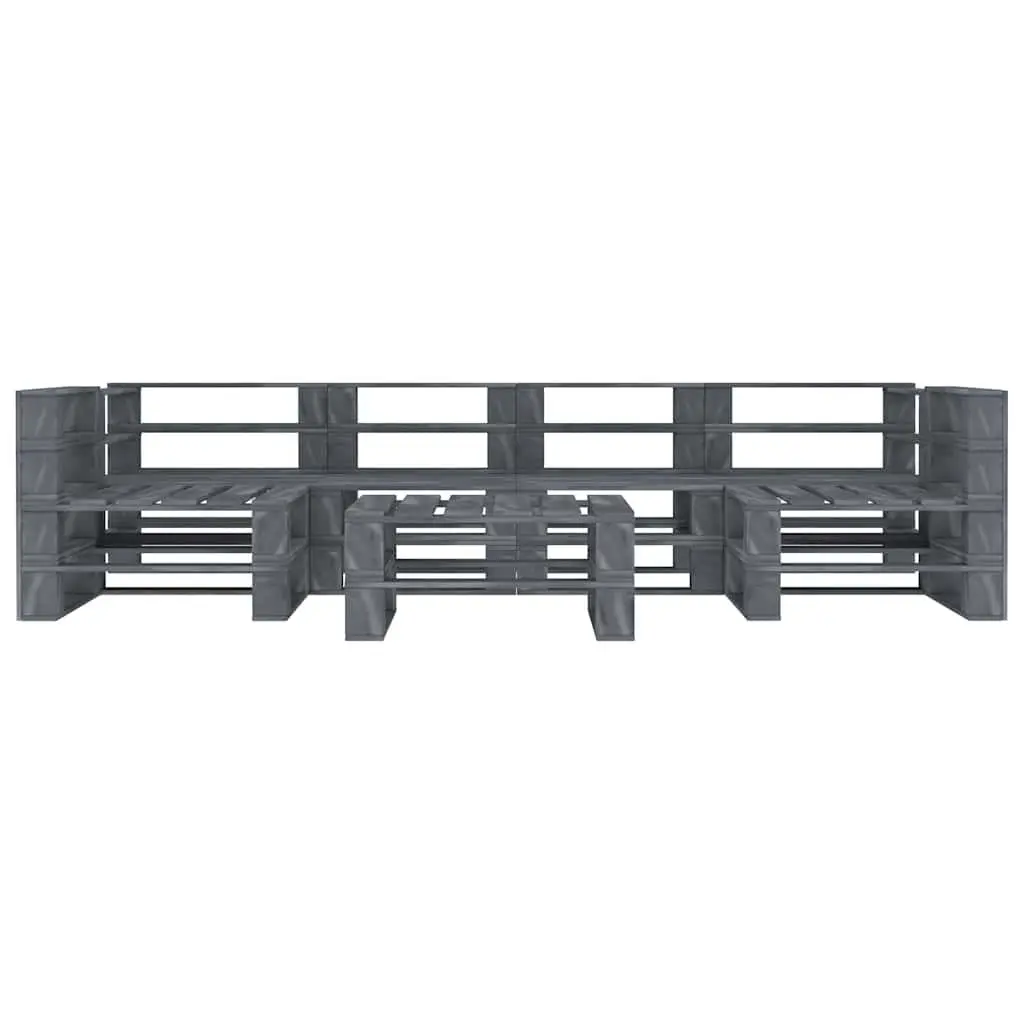 7 Piece Garden Pallet Lounge Set Wooden Outdoor Furniture Grey Patio Sofa