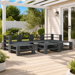 Compact 7 Piece Garden Pallet Lounge Set for Outdoor Fun