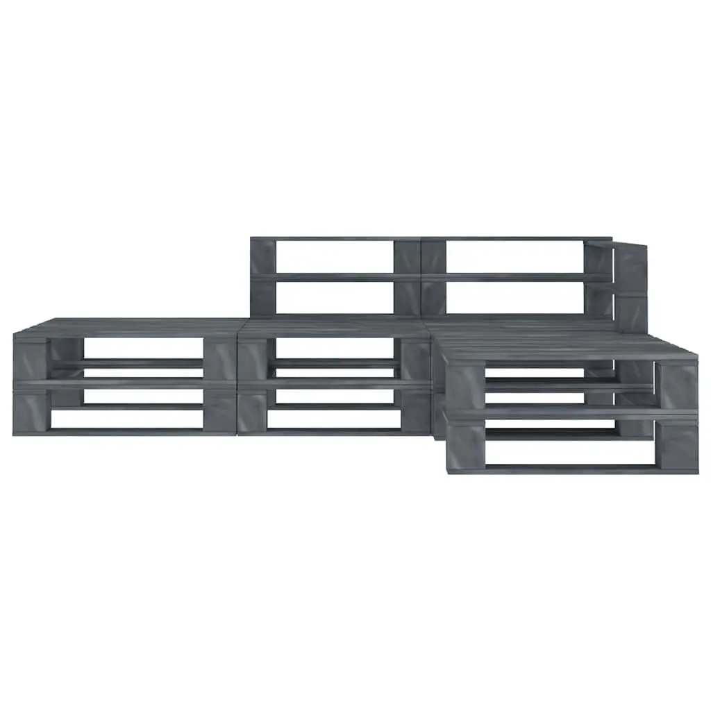 Garden Pallet Lounge Set 4 Piece Grey Outdoor Furniture Sofa Patio Seating